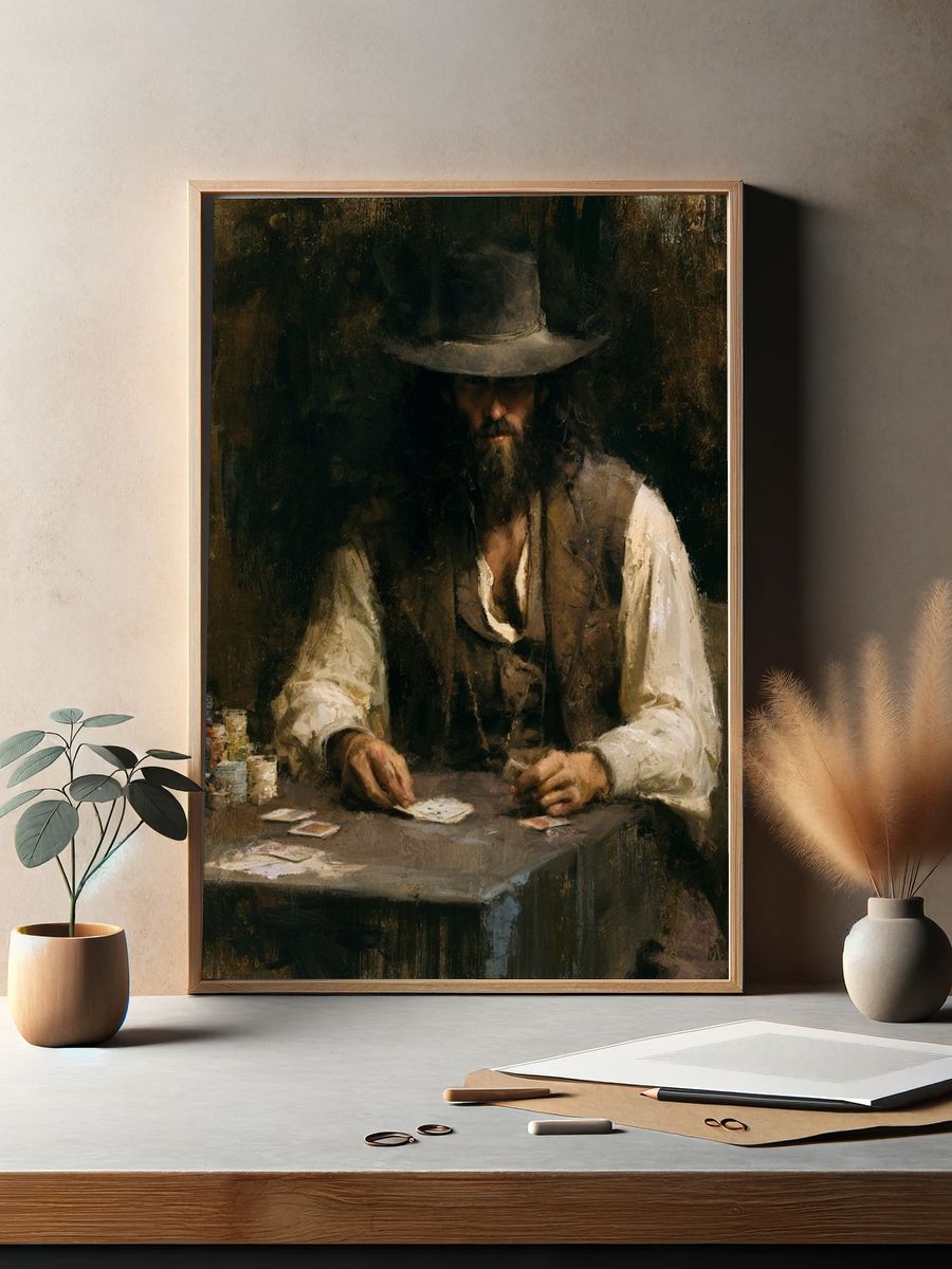 Card Sharp Cowboy Fine-Art Poster. — room view 2