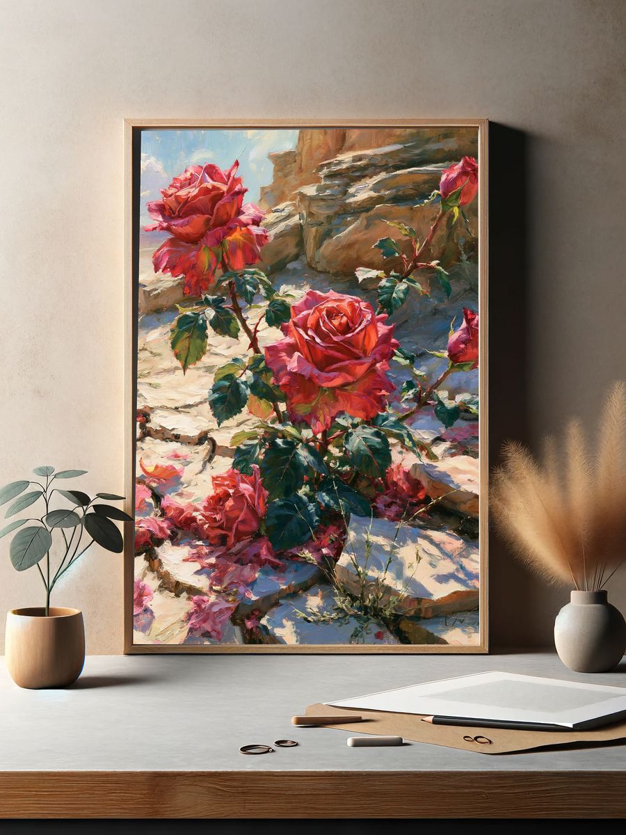Roses in Sunlight Fine-Art Print. — room view 2