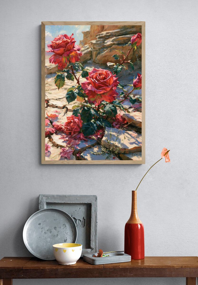 Roses in Sunlight Fine-Art Print. — room view 3
