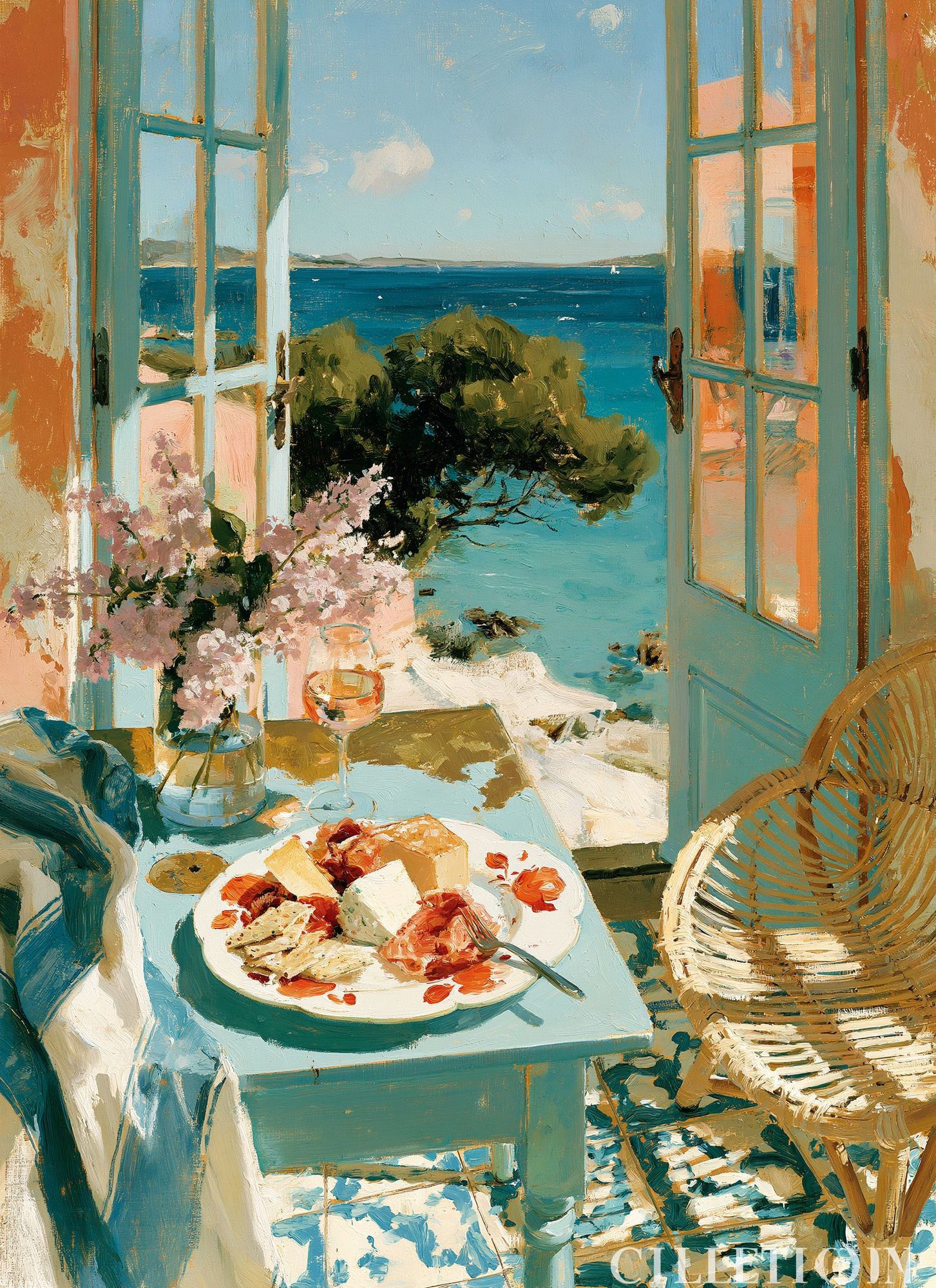 Seaside Breakfast Impressionist Poster. poster — fine-art art