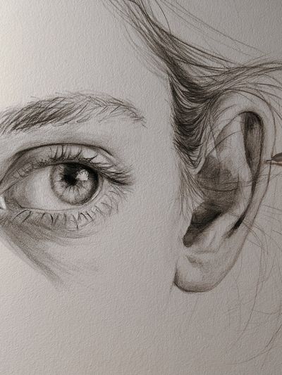 Pencil Eye and Ear Sketch Poster.