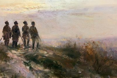 Soldiers on the Ridge Painting Poster.