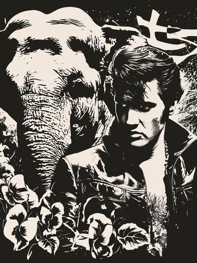 Elvis and Elephant Collage Poster. poster