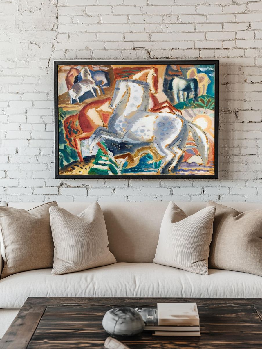 Horses landscape (1928) painting high. — room view 1