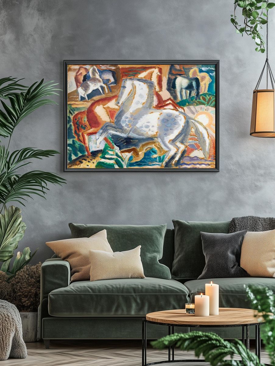 Horses landscape (1928) painting high. — room view 4