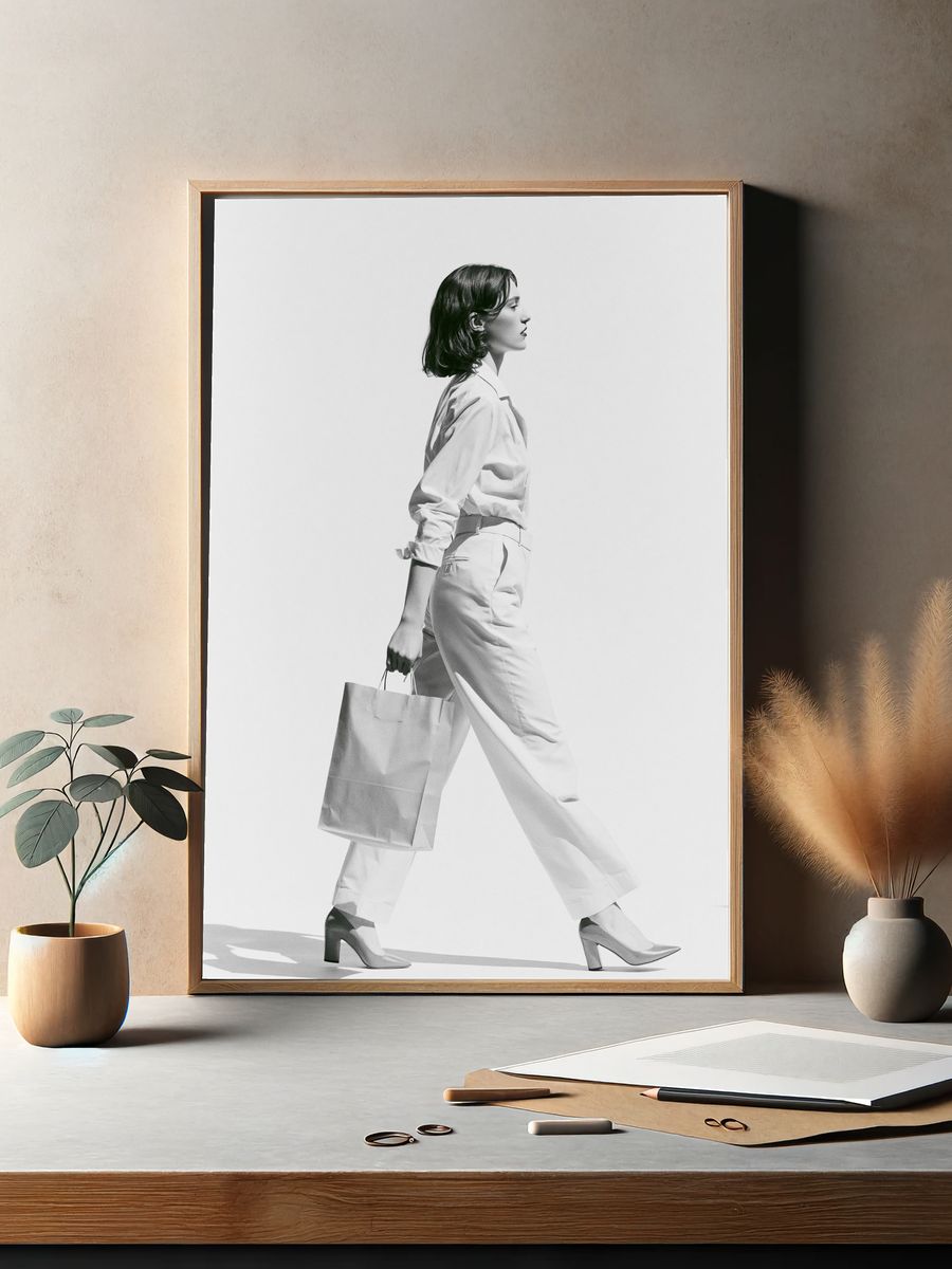 Fashion Portrait Black-White Poster. — room view 2