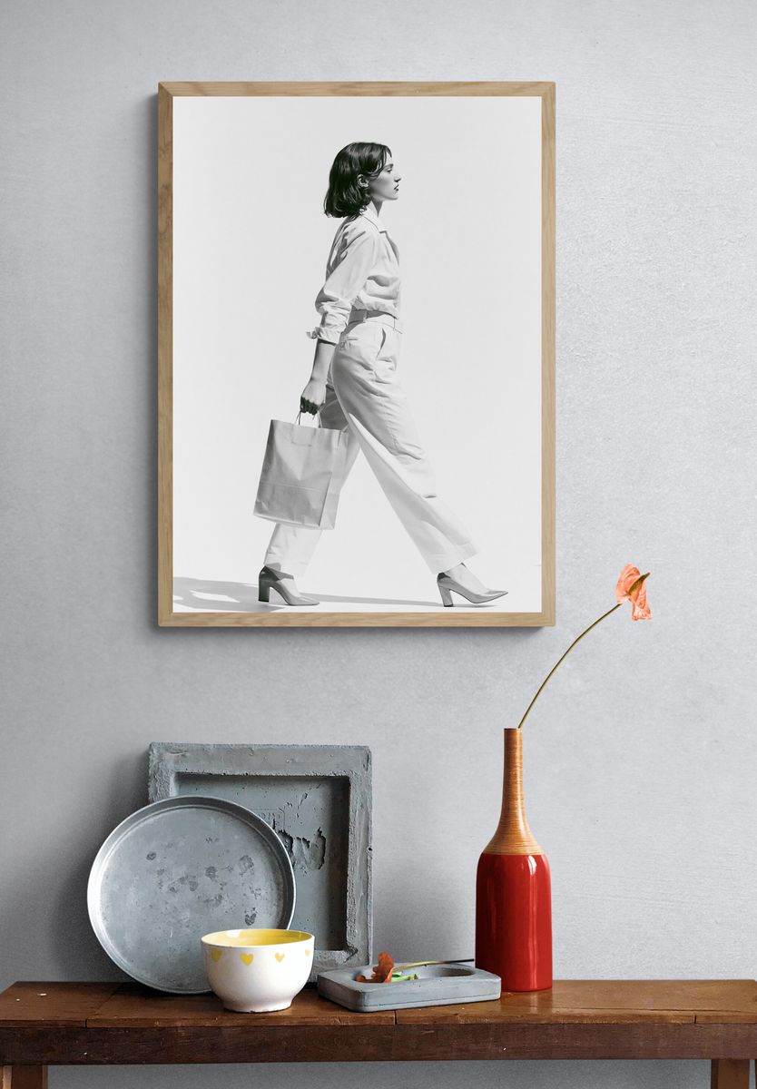 Fashion Portrait Black-White Poster. — room view 3
