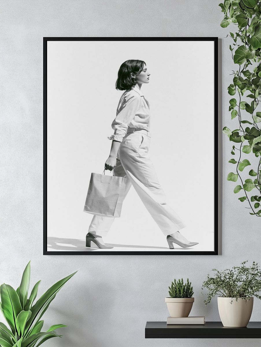 Fashion Portrait Black-White Poster. — room view 4