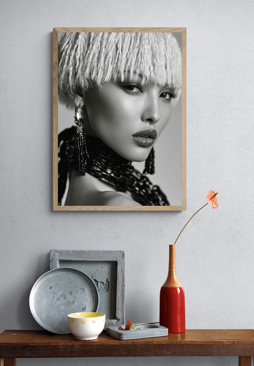 Monochrome Fashion Portrait Poster. — room view 3