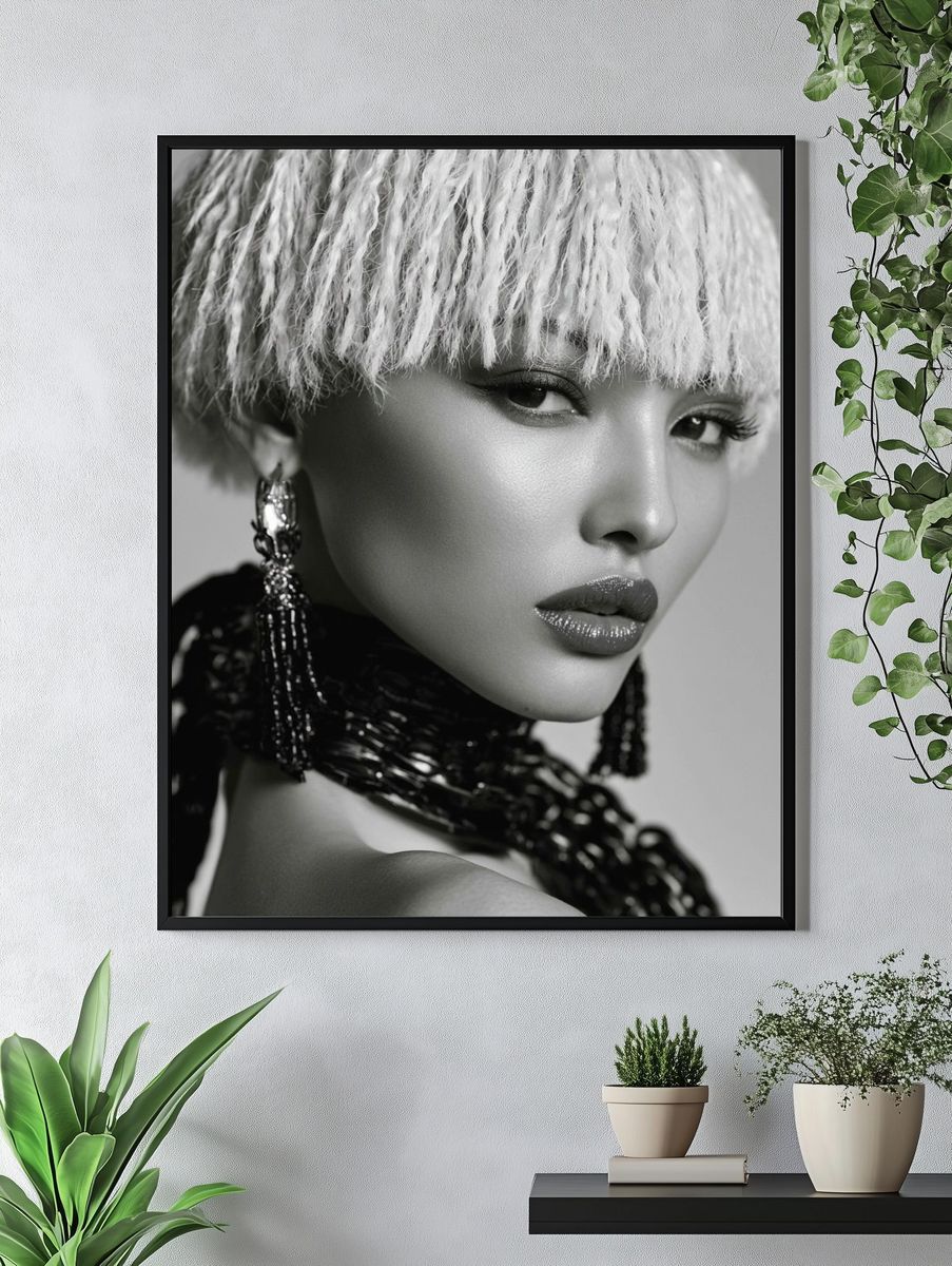 Monochrome Fashion Portrait Poster. — room view 4