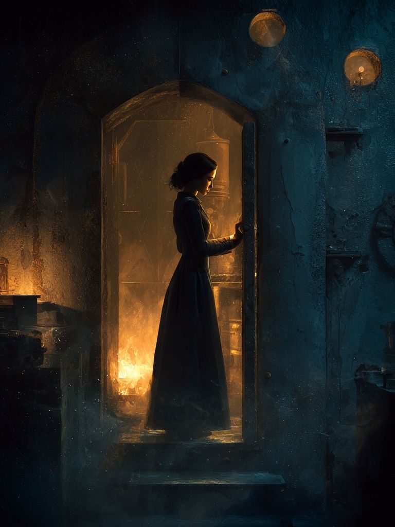 Mystical Woman in Doorway — Fine Art Print. poster — fine-art art
