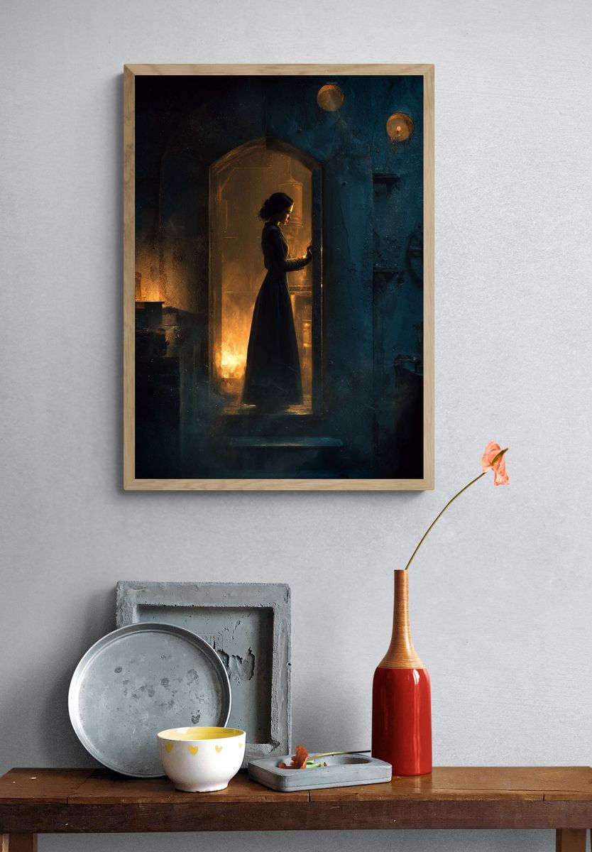 Mystical Woman in Doorway — Fine Art Print. — room view 3