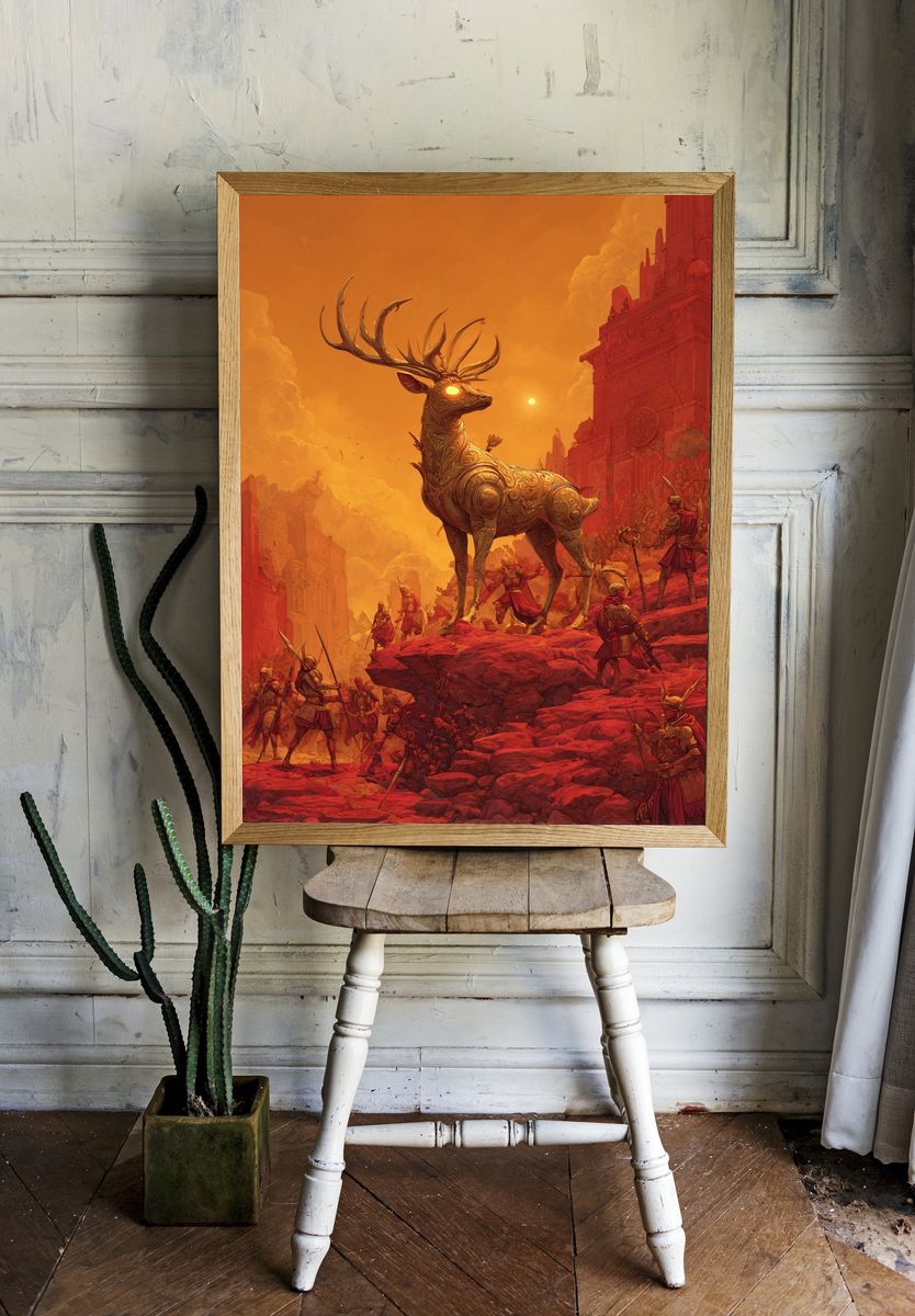 Mythical Stag — Fantasy Art Print. — room view 1