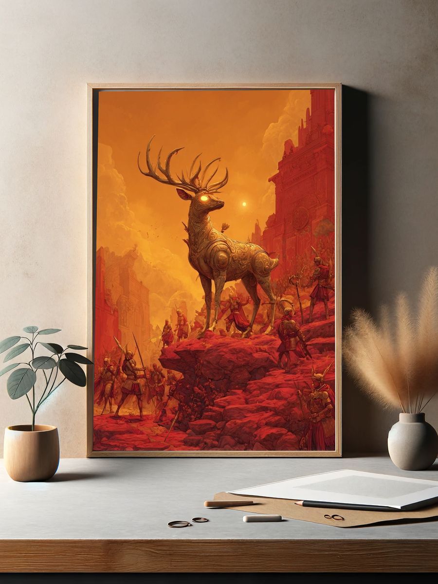 Mythical Stag — Fantasy Art Print. — room view 2