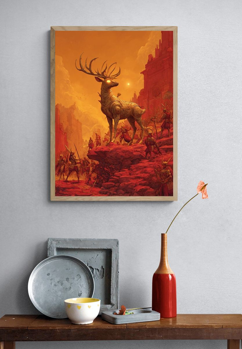 Mythical Stag — Fantasy Art Print. — room view 3