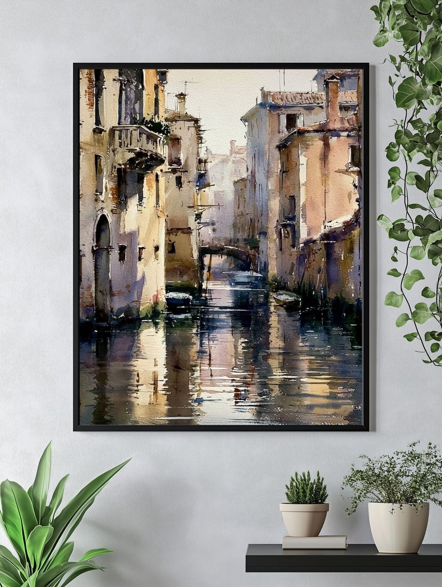 Venetian Canal Watercolor Poster. — room view 4