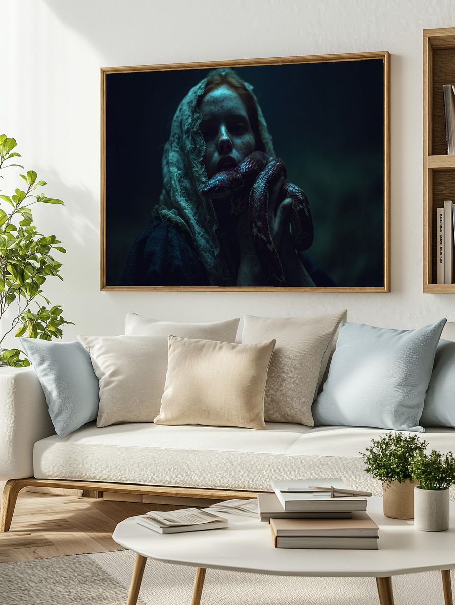 Snake Portrait Horror Print. — room view 2