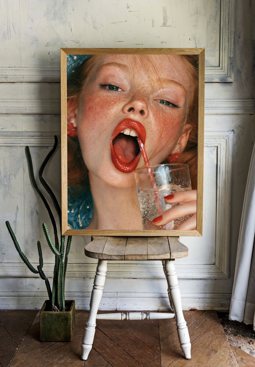 Red Lip Portrait Fine-Art Print. room preview