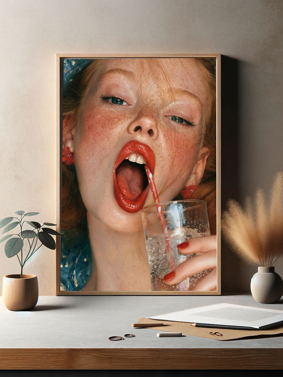 Red Lip Portrait Fine-Art Print. — room view 2