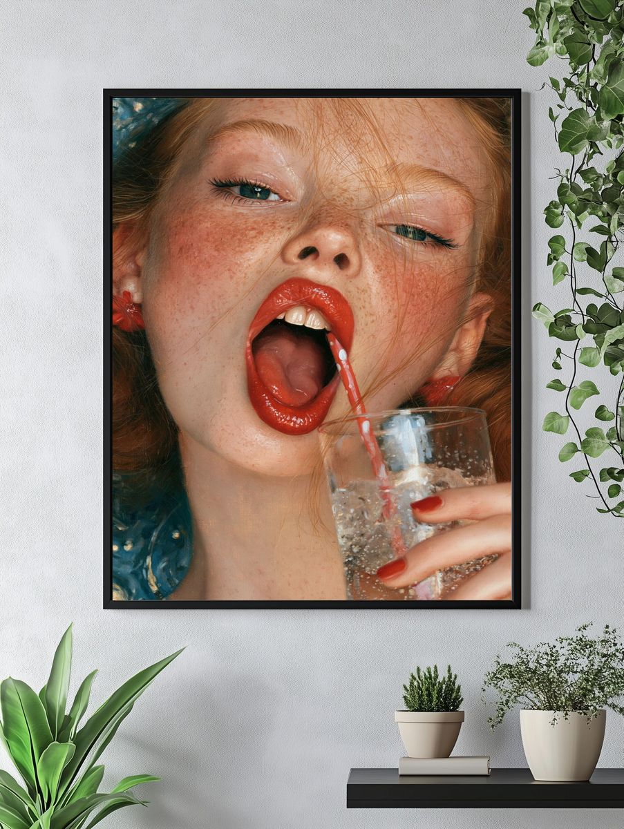 Red Lip Portrait Fine-Art Print. — room view 4