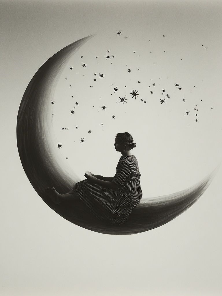 Dreamy Moonlit Reading — Fine Art Print. poster detail