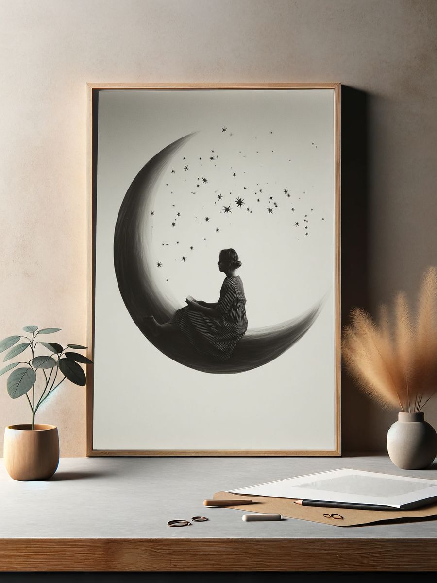 Dreamy Moonlit Reading — Fine Art Print. — room view 2