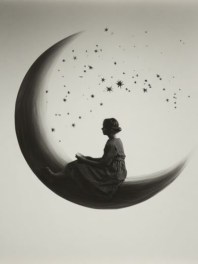 Dreamy Moonlit Reading — Fine Art Print. poster