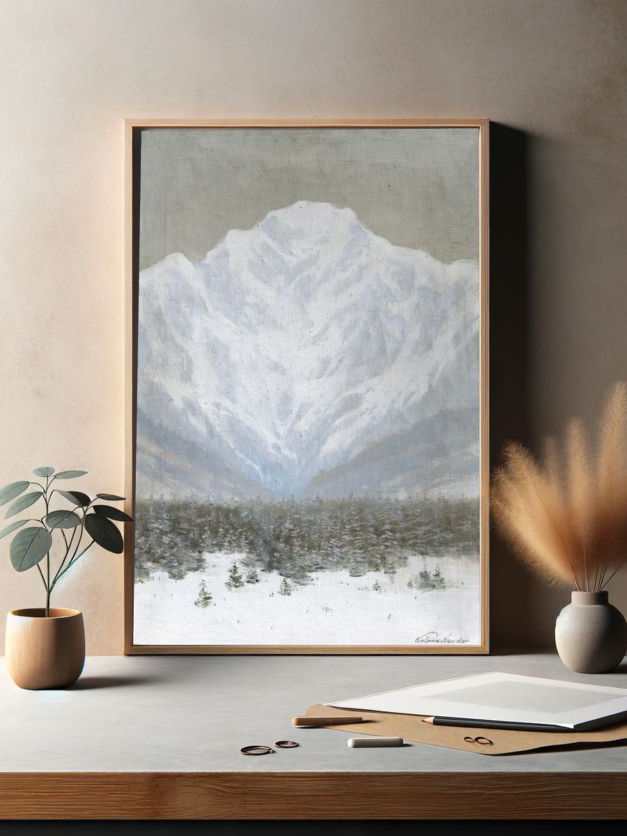 Majestic Snow-Capped Mountain — Fine Art Print. — room view 2