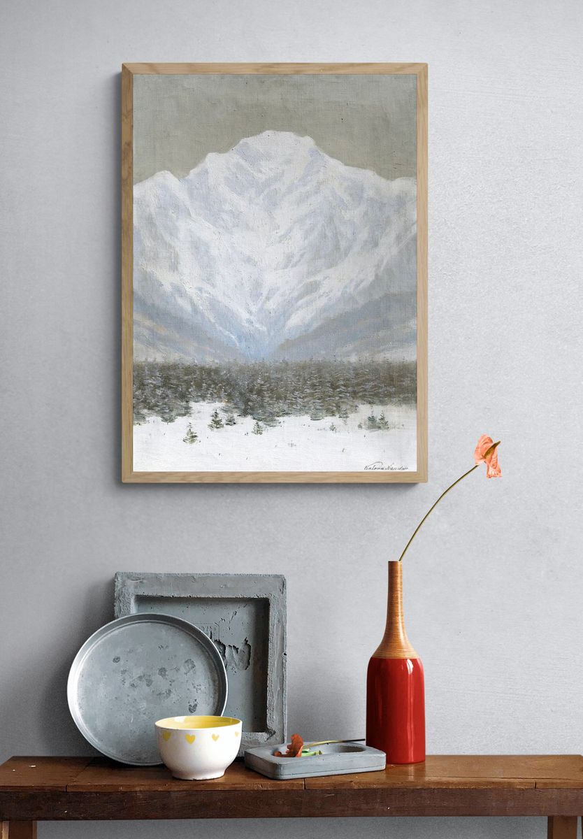 Majestic Snow-Capped Mountain — Fine Art Print. — room view 3