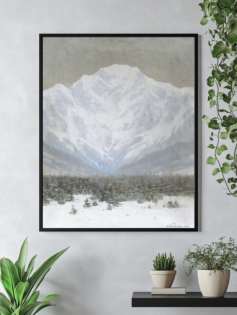 Majestic Snow-Capped Mountain — Fine Art Print. — room view 4