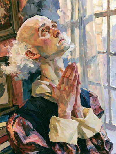 Praying Woman Oil Portrait Poster.