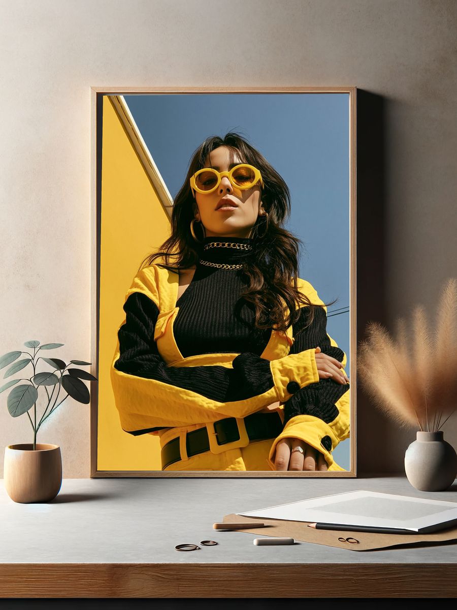 Yellow Fashion Portrait Poster. — room view 2