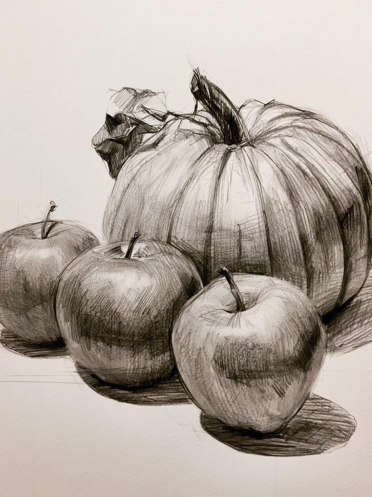 Pumpkin and Apples Sketch Poster. poster detail