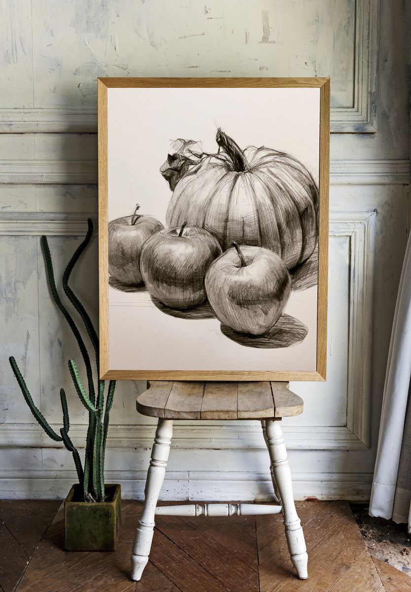 Pumpkin and Apples Sketch Poster. room preview
