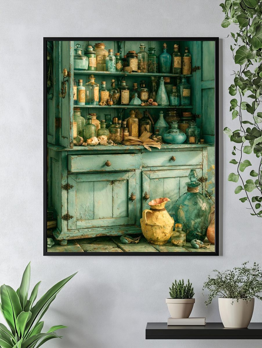 Apothecary Cabinet Still Life Print. — room view 4