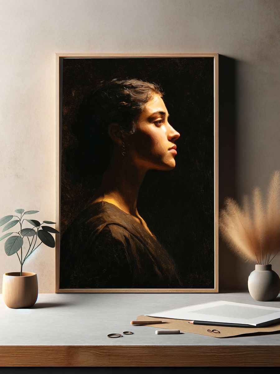 Profile of a Woman — Fine Art Print. — room view 2