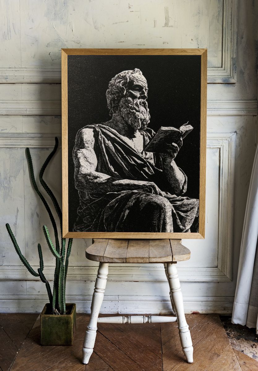 Greek Philosopher Ink Poster. room preview