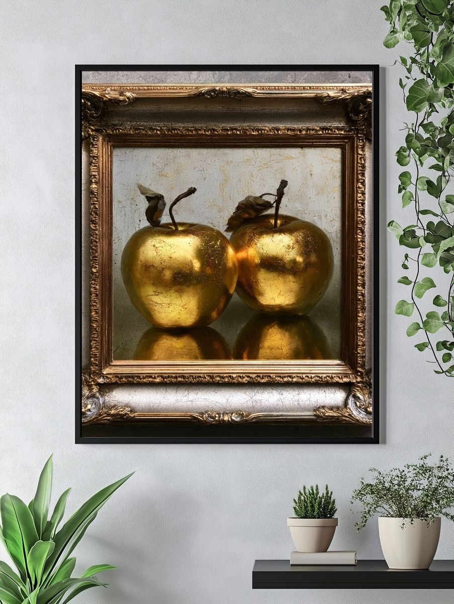 Golden Apples Still Life Print. — room view 4