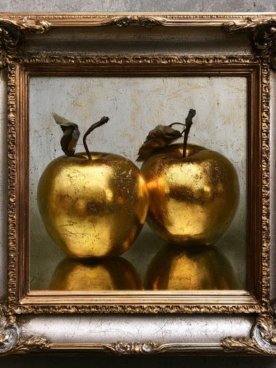 Golden Apples Still Life Print. poster
