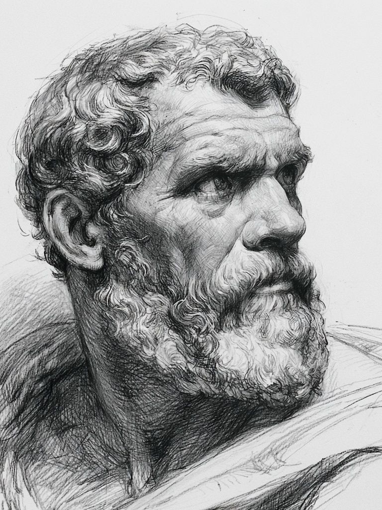 Classical Male Bust Sketch Print. poster — fine-art art
