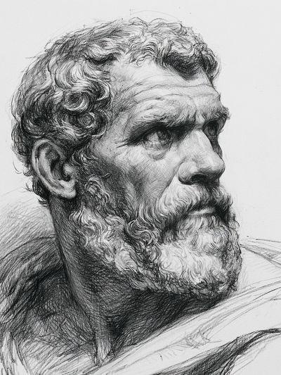 Classical Male Bust Sketch Print.