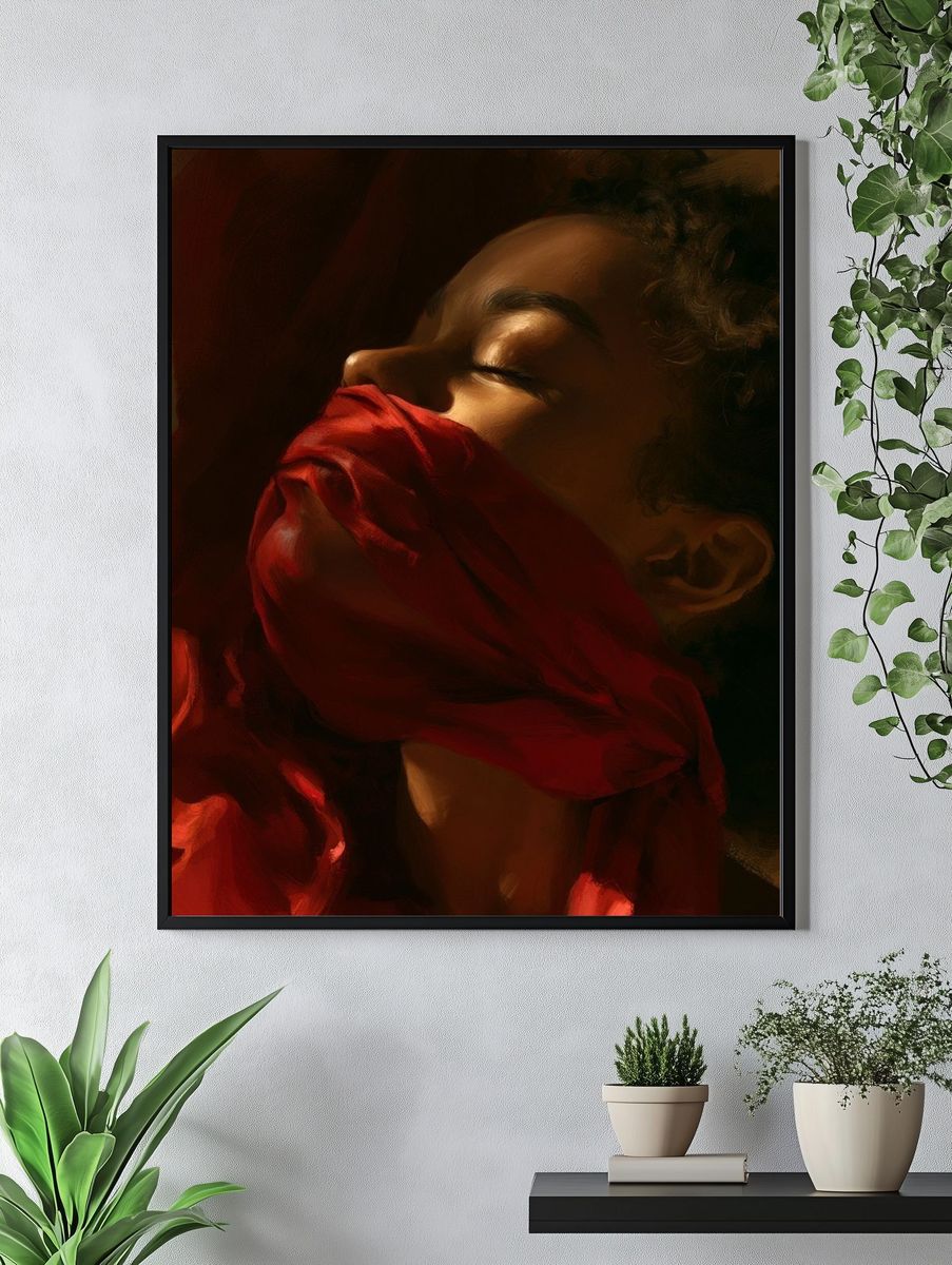 Red Veil Portrait Fine-Art Poster. — room view 4