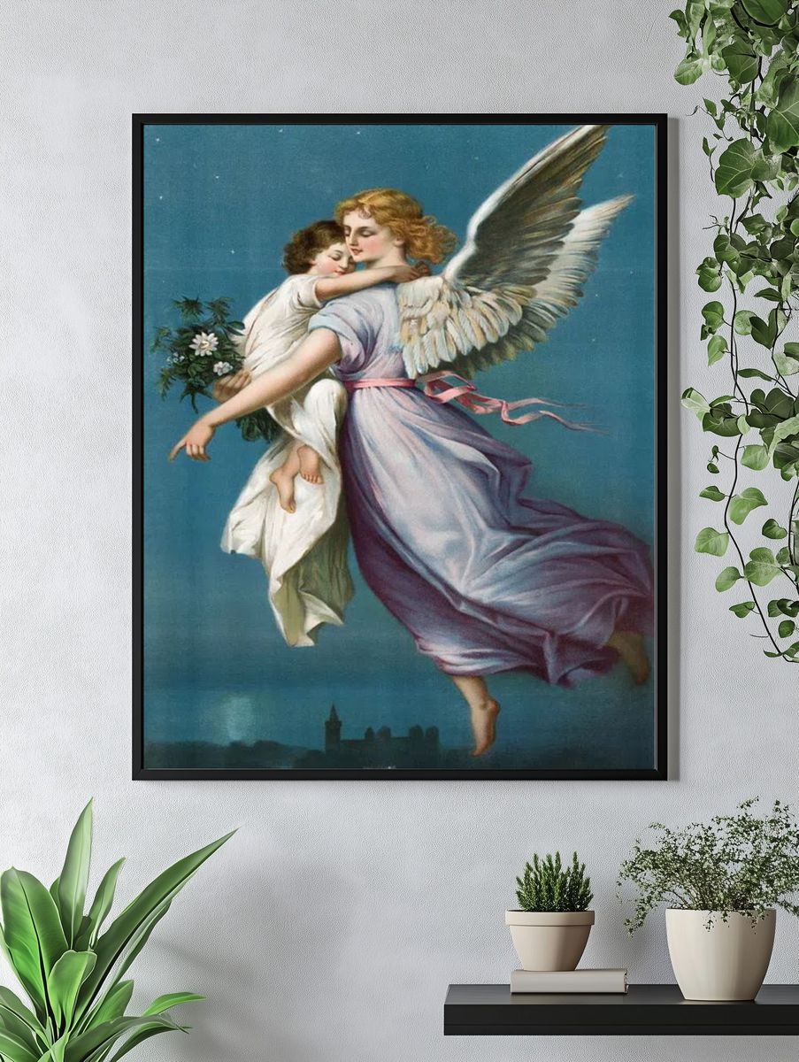 Angel and Child Vintage Print. — room view 4