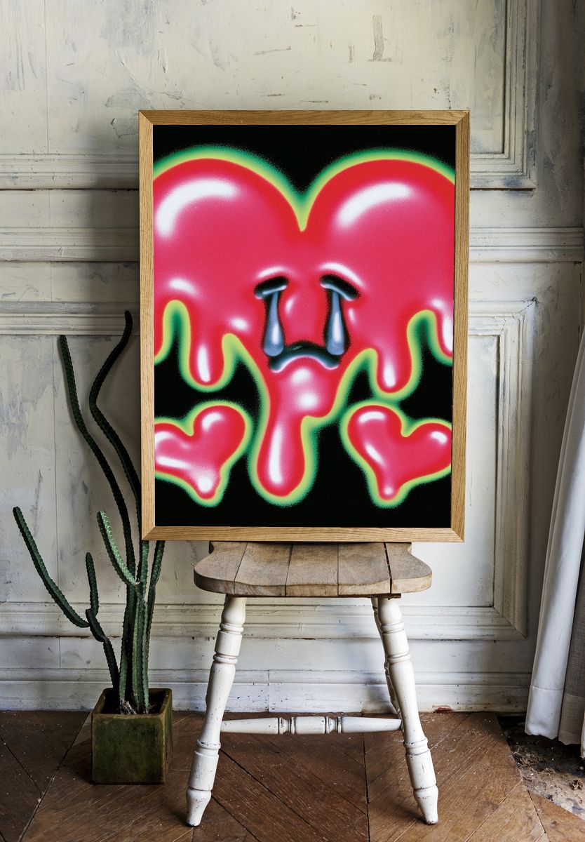 Melting Heart Tears Pop-Art Poster. — room view 1