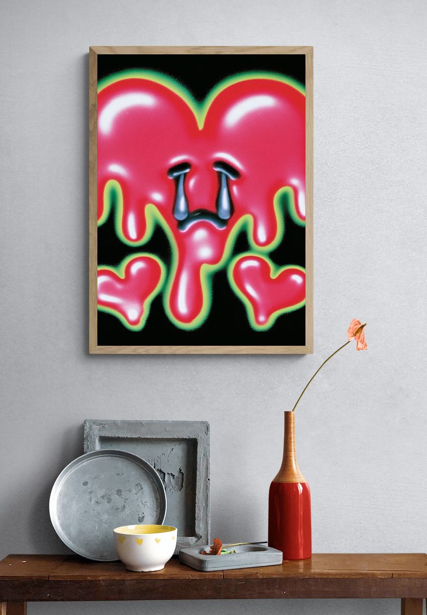 Melting Heart Tears Pop-Art Poster. — room view 3