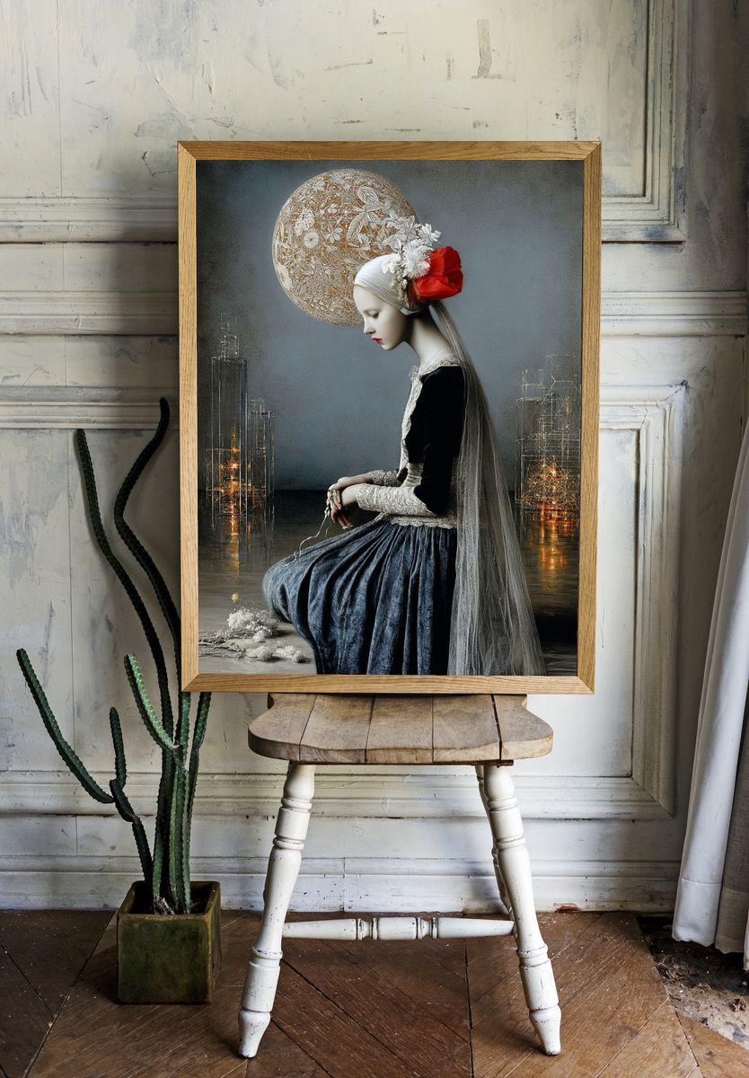 Surreal Girl Portrait Print. — room view 1