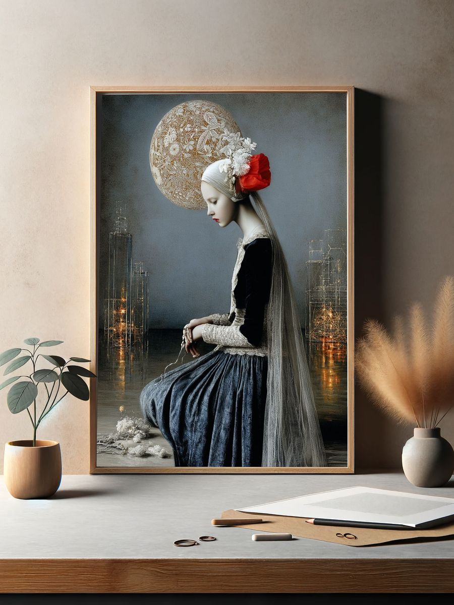 Surreal Girl Portrait Print. — room view 2