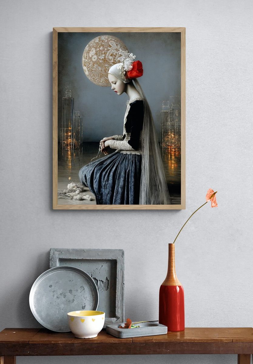 Surreal Girl Portrait Print. — room view 3