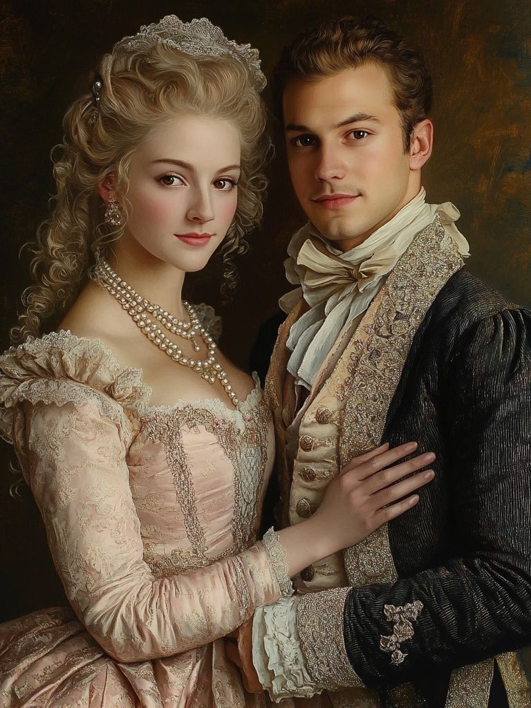 Regency Couple Portrait Print. poster detail
