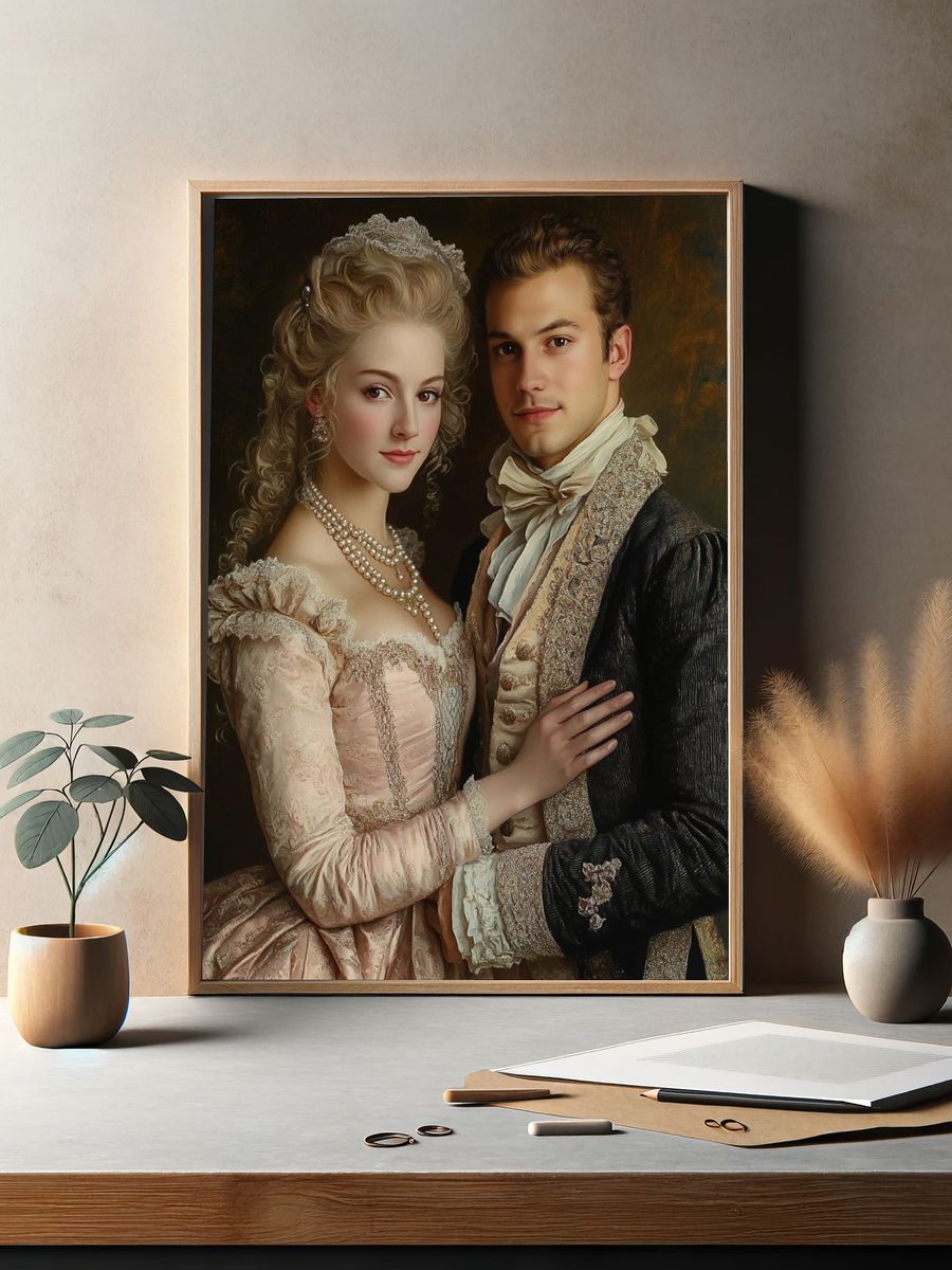 Regency Couple Portrait Print. — room view 2